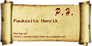 Paukovits Henrik névjegykártya